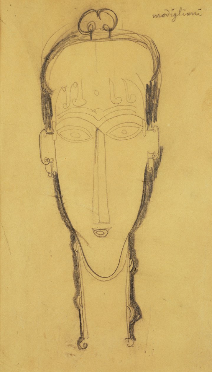 Cabeza de una cariátide con tocado, 1911 de Amedeo Modigliani
