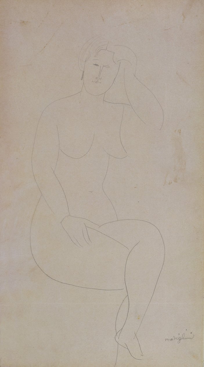 Chica desnuda de pie (piernas cruzadas) de Amedeo Modigliani