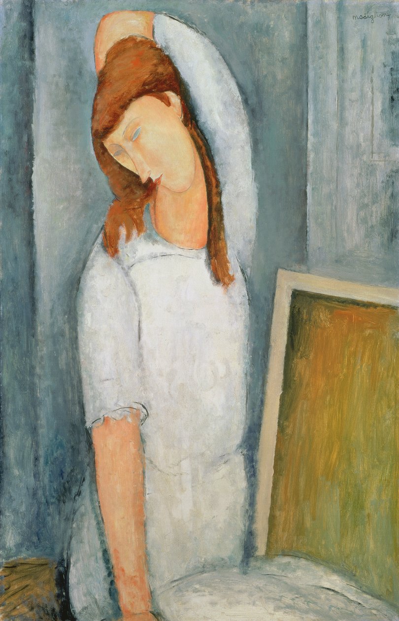 Retrato de Jeanne Hebuterne (1898-1920) con su brazo izquierdo detrás de su cabeza de Amedeo Modigliani