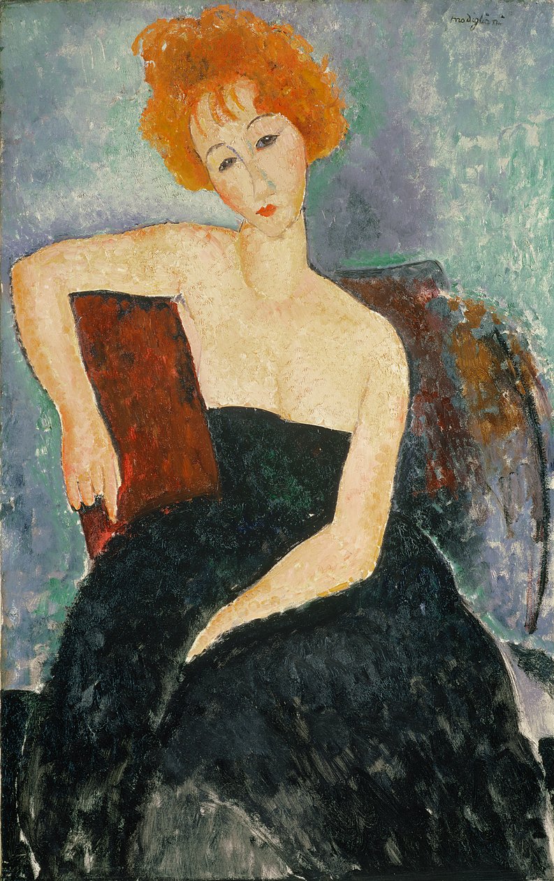 Niña pelirroja con vestido de noche de Amedeo Modigliani