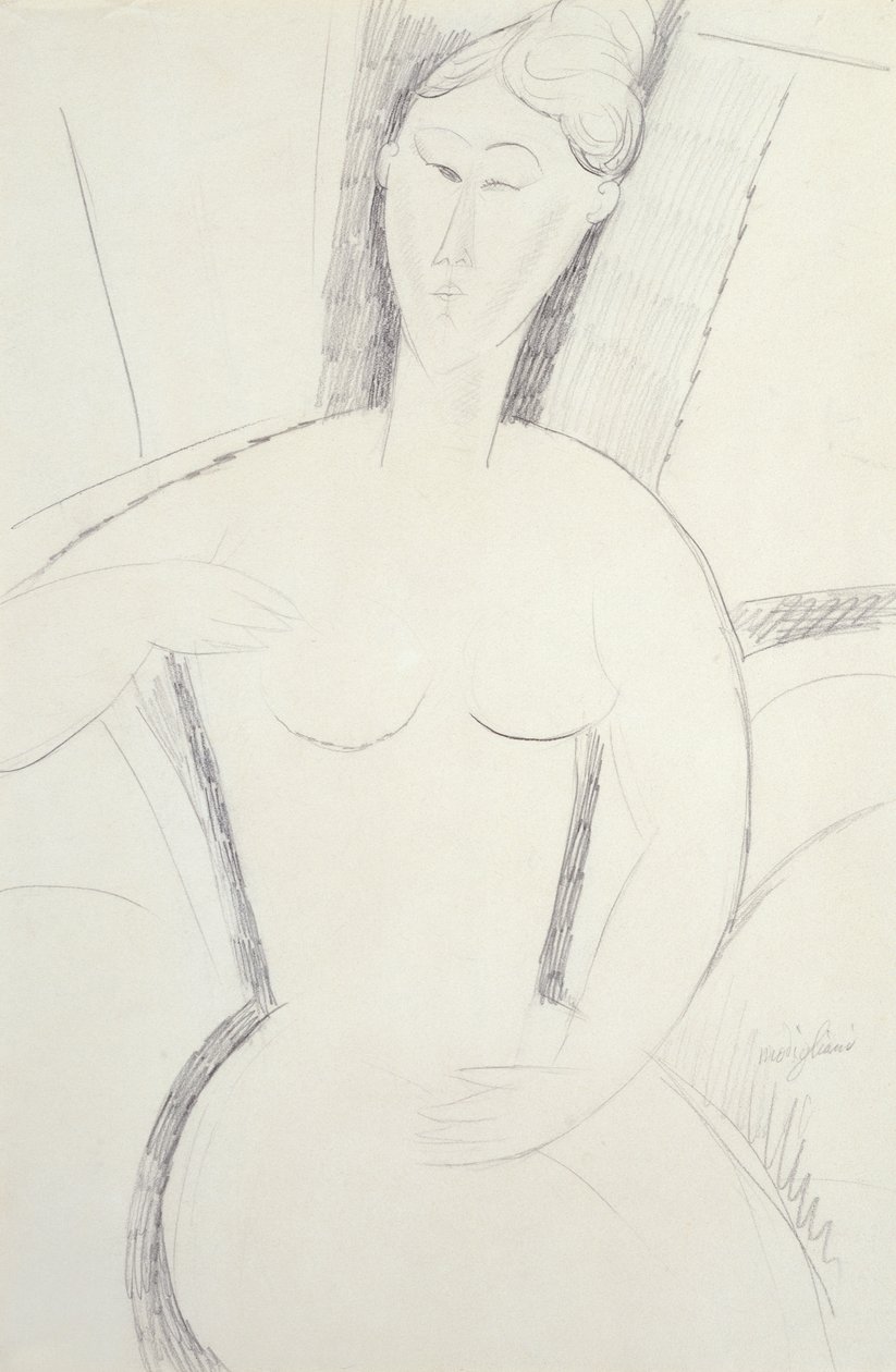 mujer sentada (lápiz) de Amedeo Modigliani