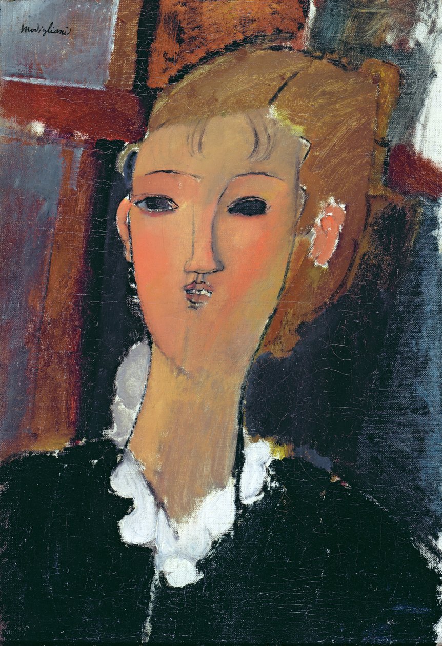 Joven mujer con una pequeña gorguera de Amedeo Modigliani