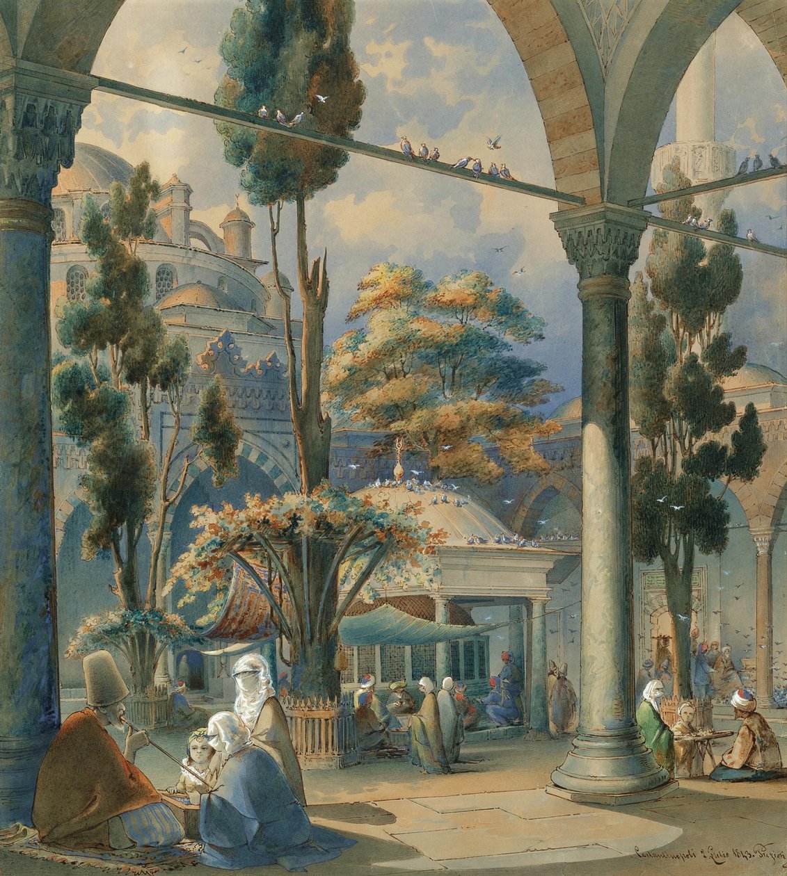 Patio de la Mezquita del Sultán Bayezid en Constantinopla de Amedeo Preziosi