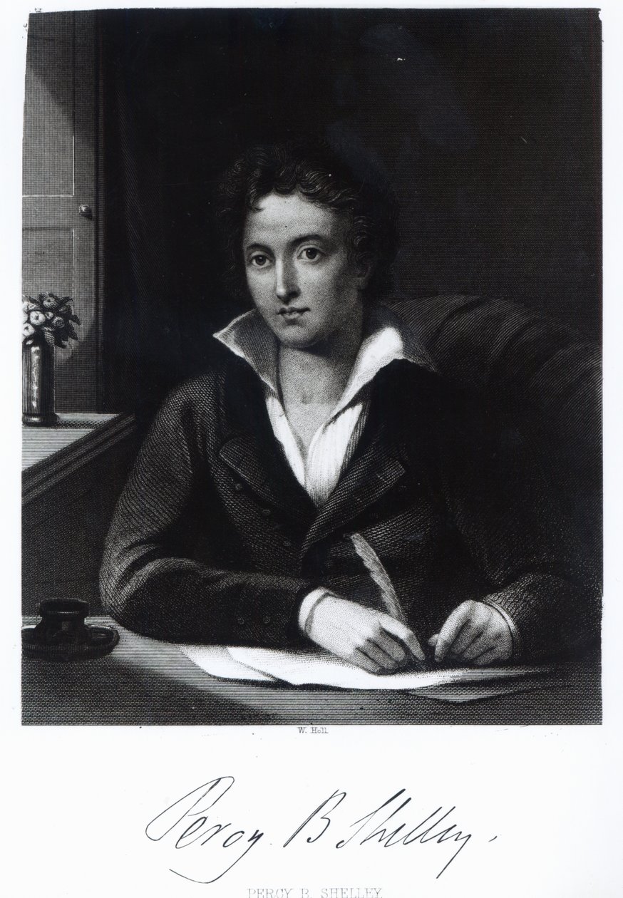 Percy Bysshe Shelley, grabado por William Holl de Amelia Curran