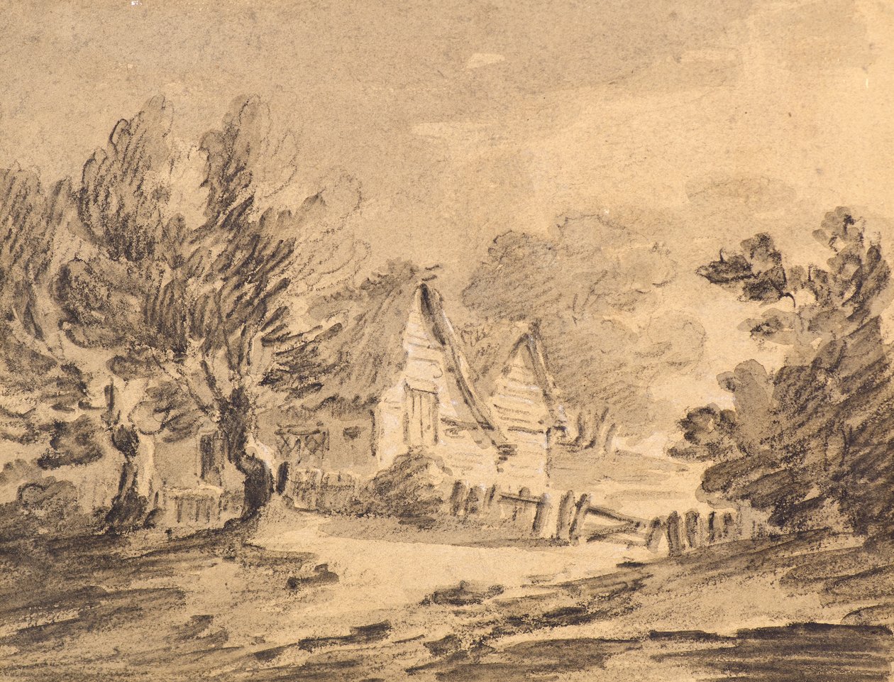 Cabaña en un paisaje, c.1805 de Amelia Long
