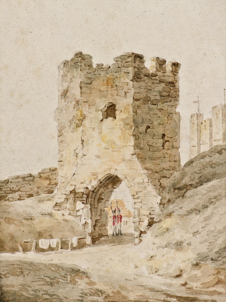 Dos soldados de guardia en el castillo de Dover, c.1805 de Amelia Long
