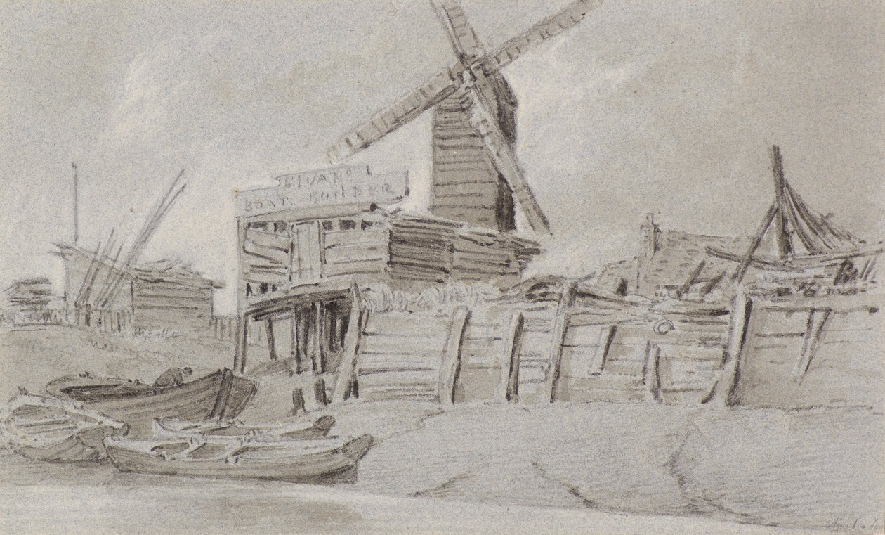 Molino de viento y astillero, c.1803 de Amelia Long