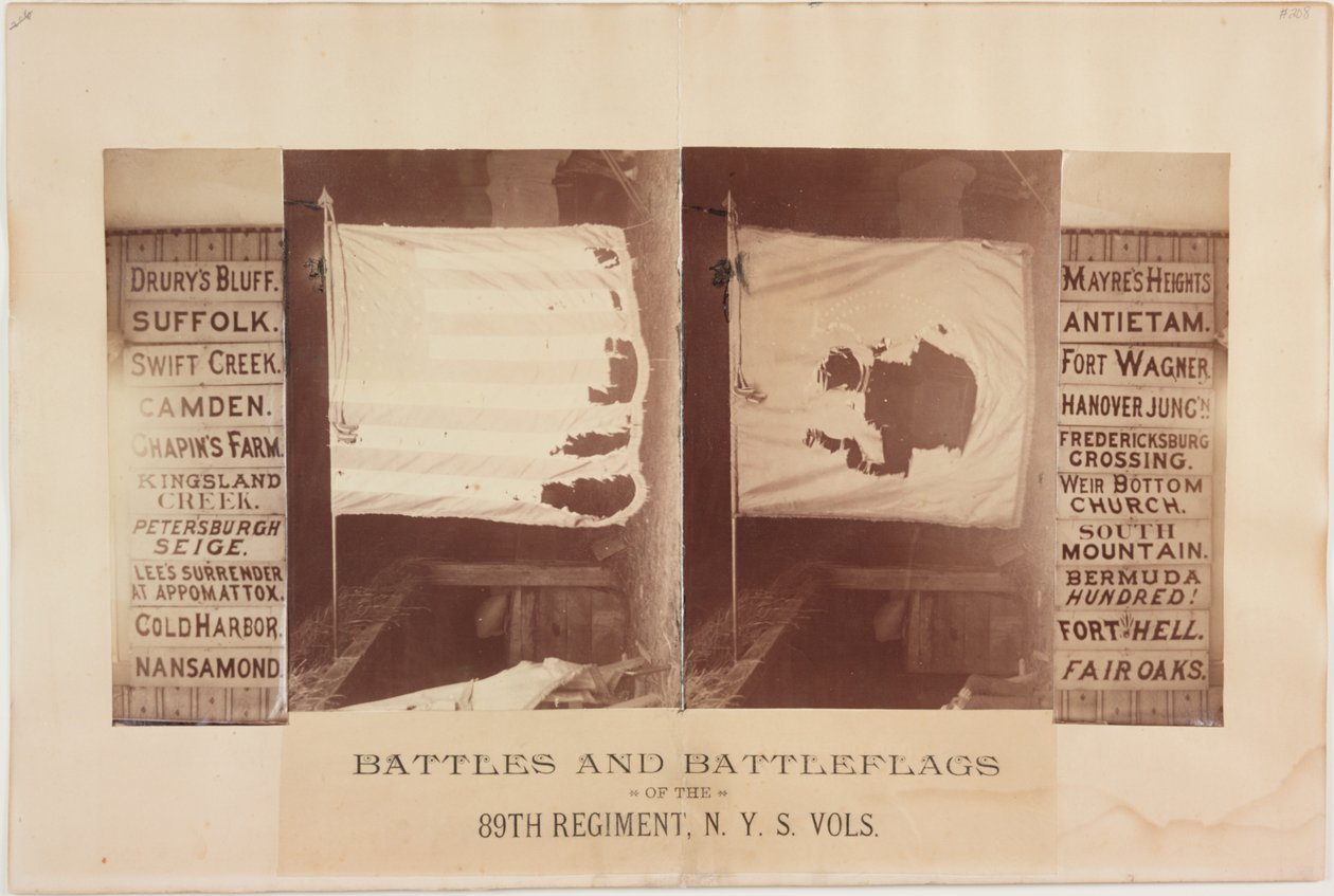 Batallas y banderas de batalla del 89º Regimiento, N. Y. S. Vols., c.1870 de American Photographer