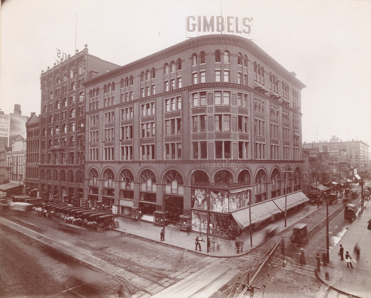 Gimbel Brothers, Calle Market en la 9na, esquina sureste, 1899 de American Photographer
