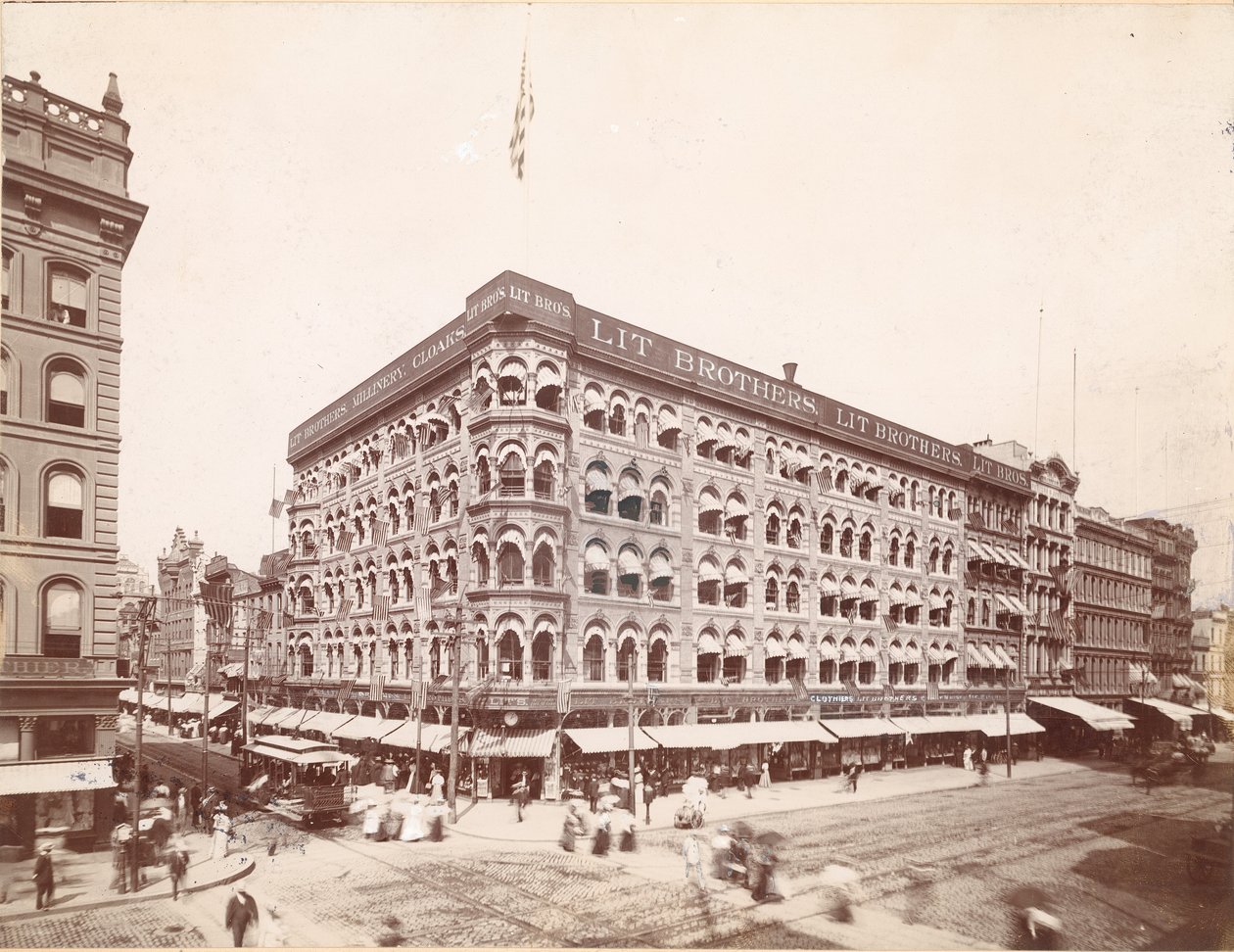 Lit Brothers, Calle Market en la 8va, esquina noreste, 1898 de American Photographer