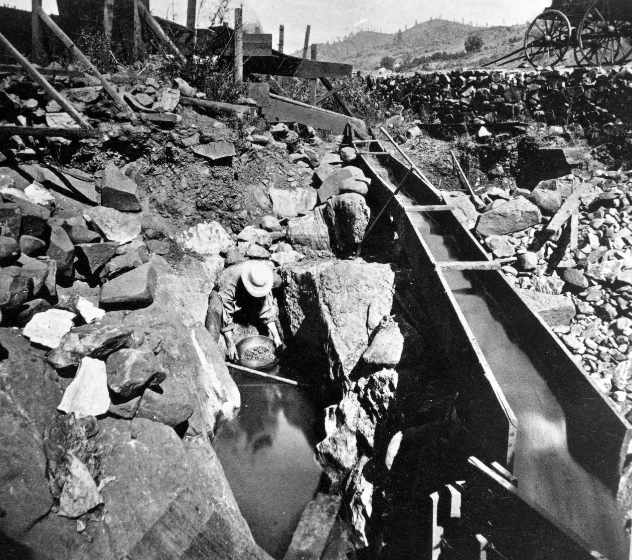 Minería de placer, Lavado de oro, de Gems of California Scenery publicado por Lawrence and Houseworth, 1866 de American Photographer