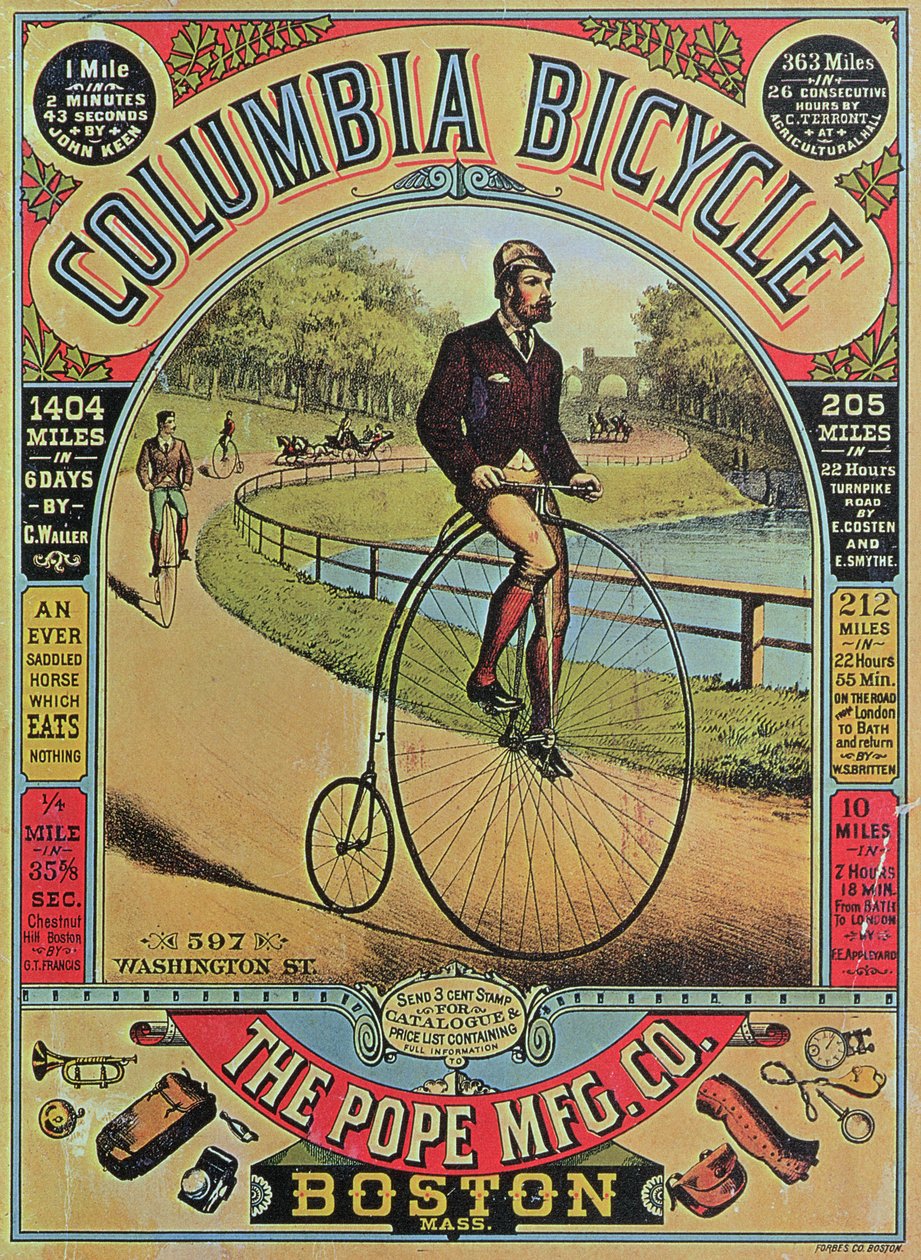 Anuncio de la bicicleta Columbia por The Pope MFG Co., Boston de American School