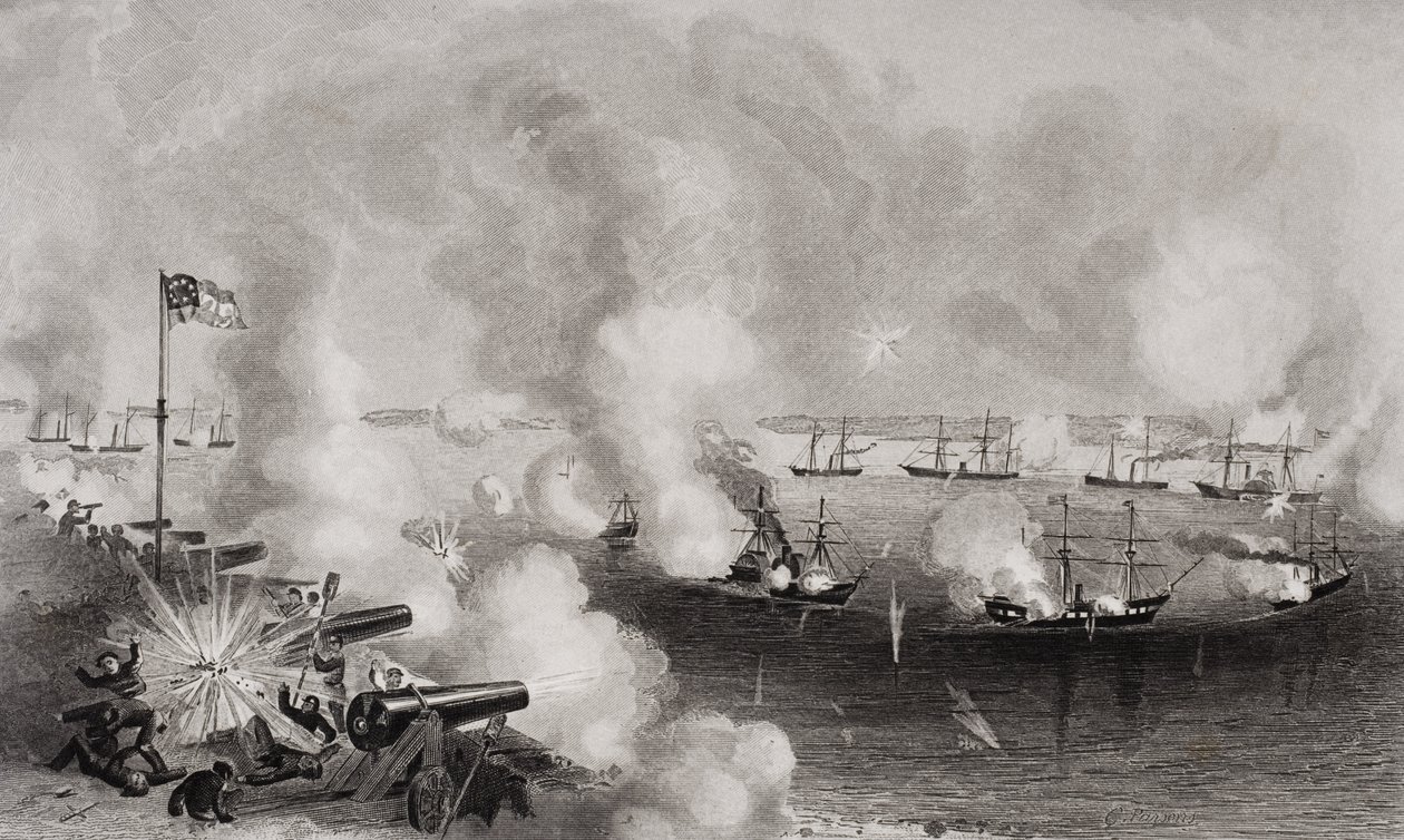Bombardeo y captura de los fuertes Walker y Beauregard, Port Royal, Carolina del Sur, el 7 de noviembre de 1861 de American School