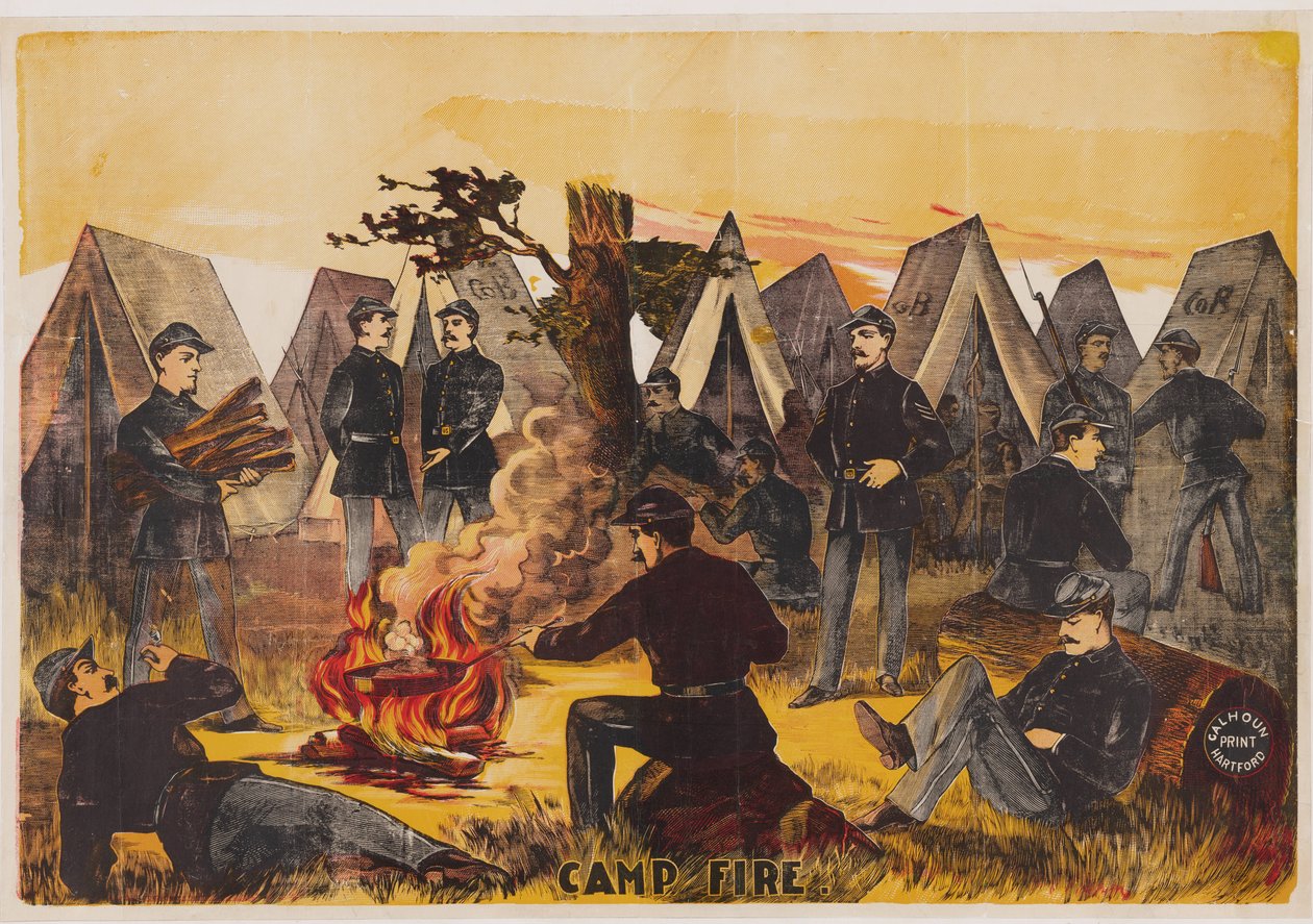 Fuego de campamento, pub. c. 1865 de American School