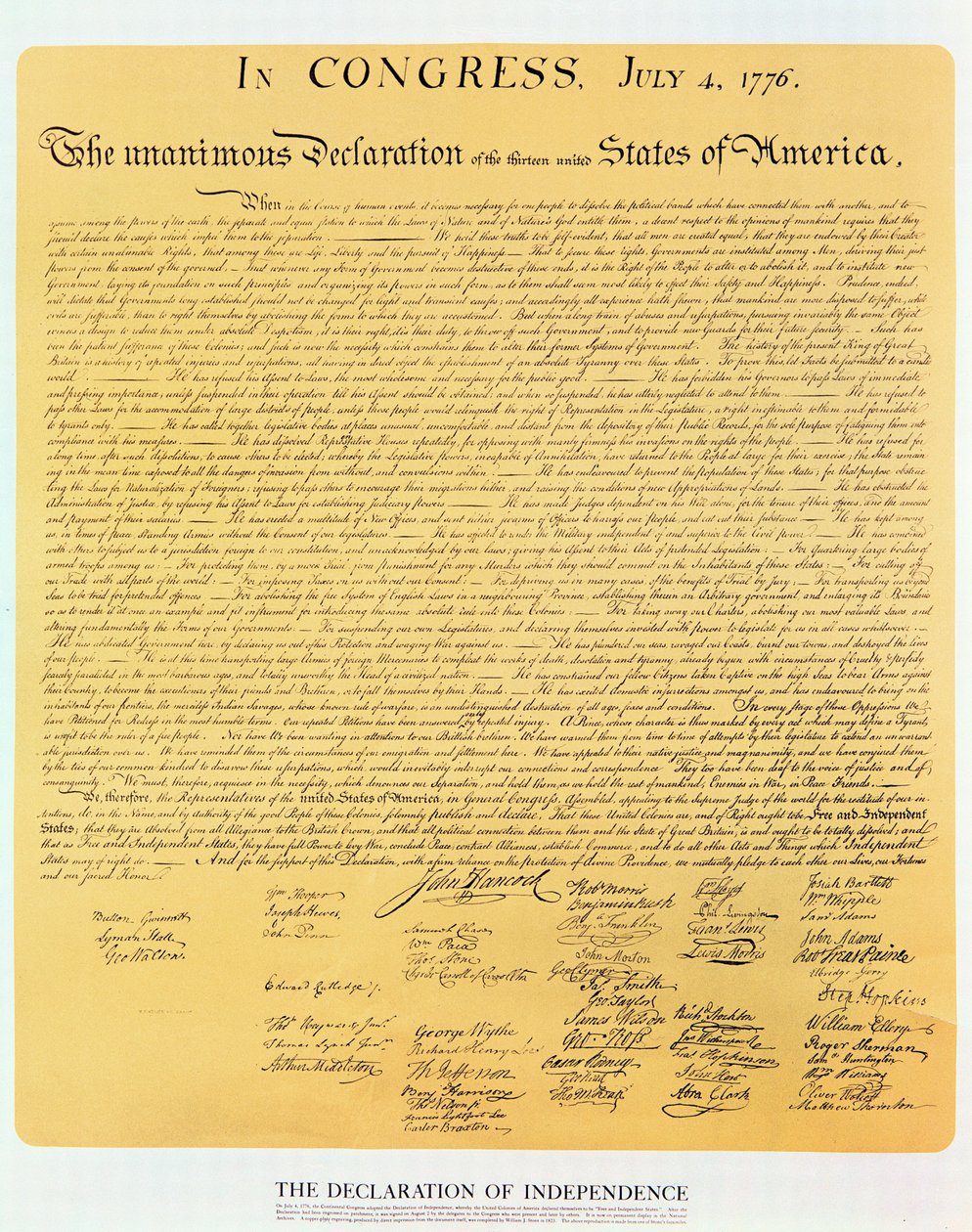 Declaración de Independencia de los 13 Estados Unidos de América de 1776, 1823 de American School