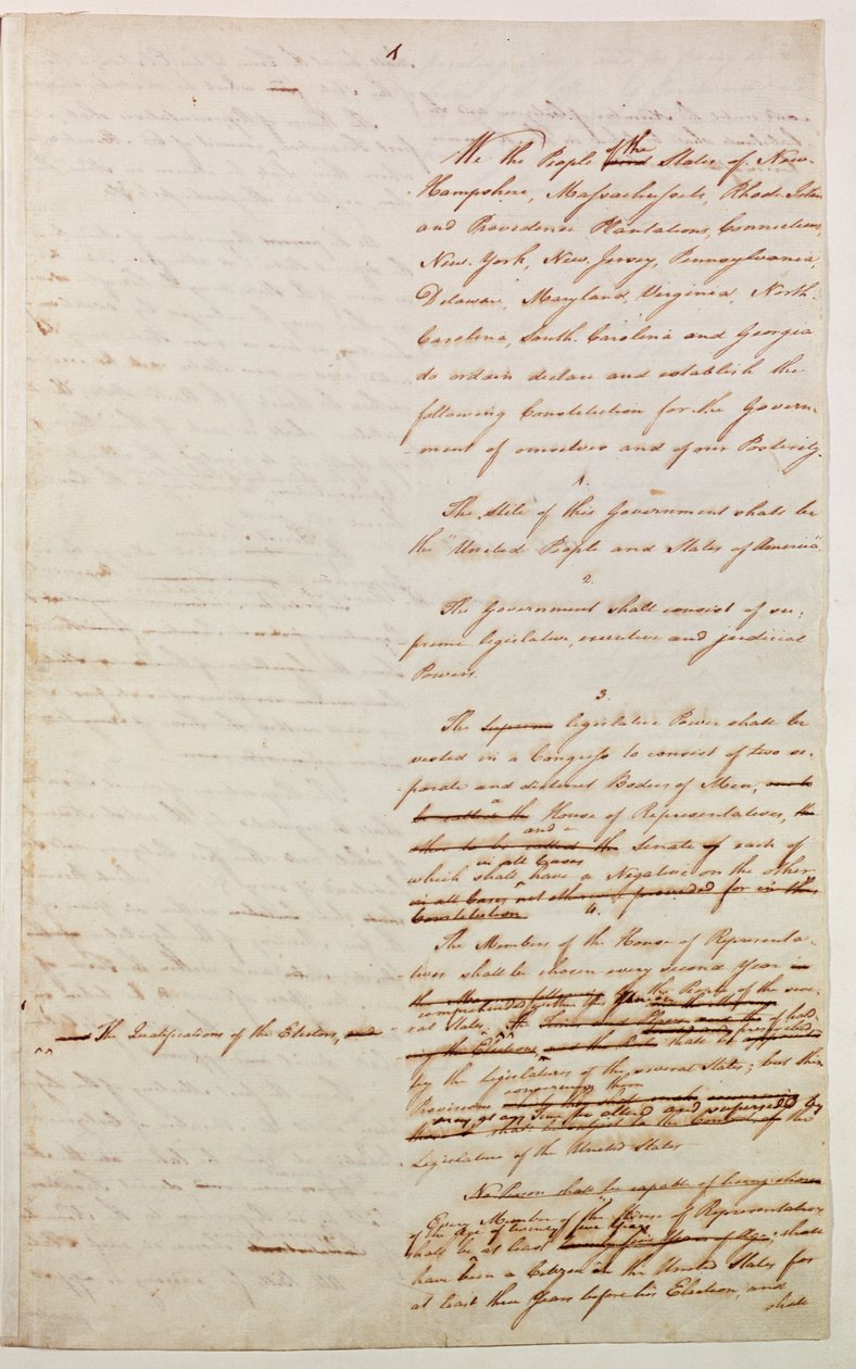 Primer borrador de la Constitución de los Estados Unidos, 1787 de American School