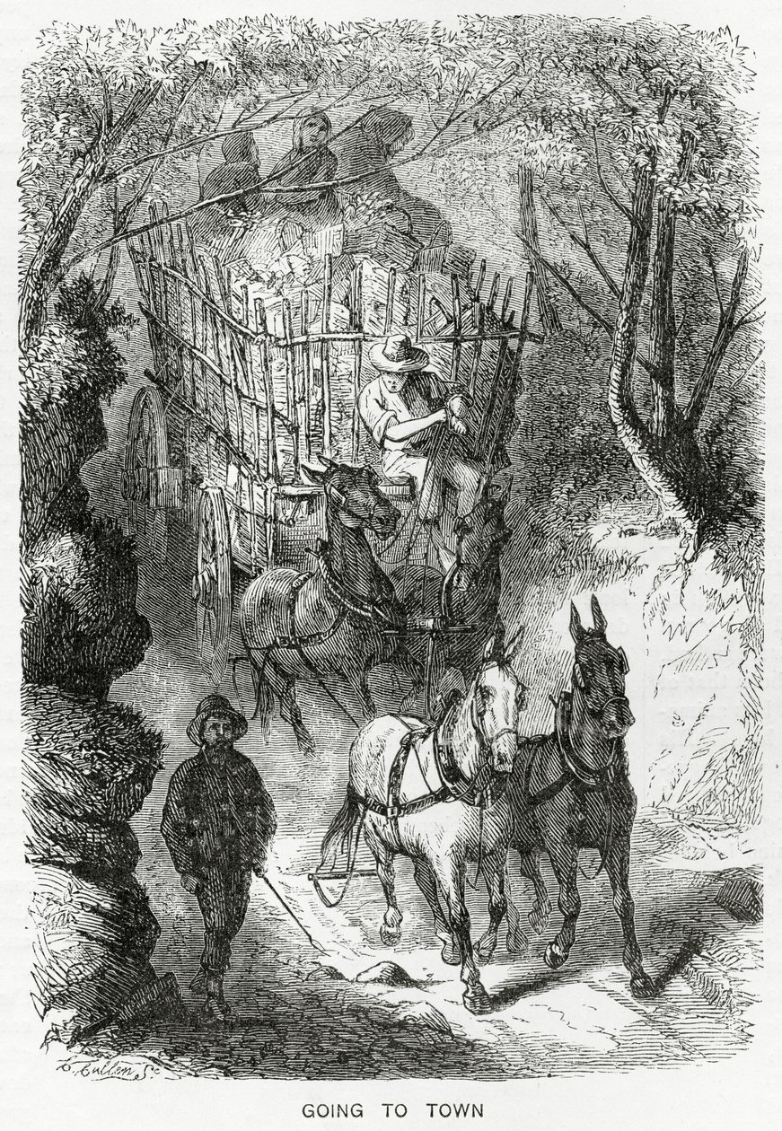 Yendo a la Ciudad, ilustración para una historia destacada, Una Comunidad de Marginados, de Appletons Journal, 23 de marzo de 1872 de American School