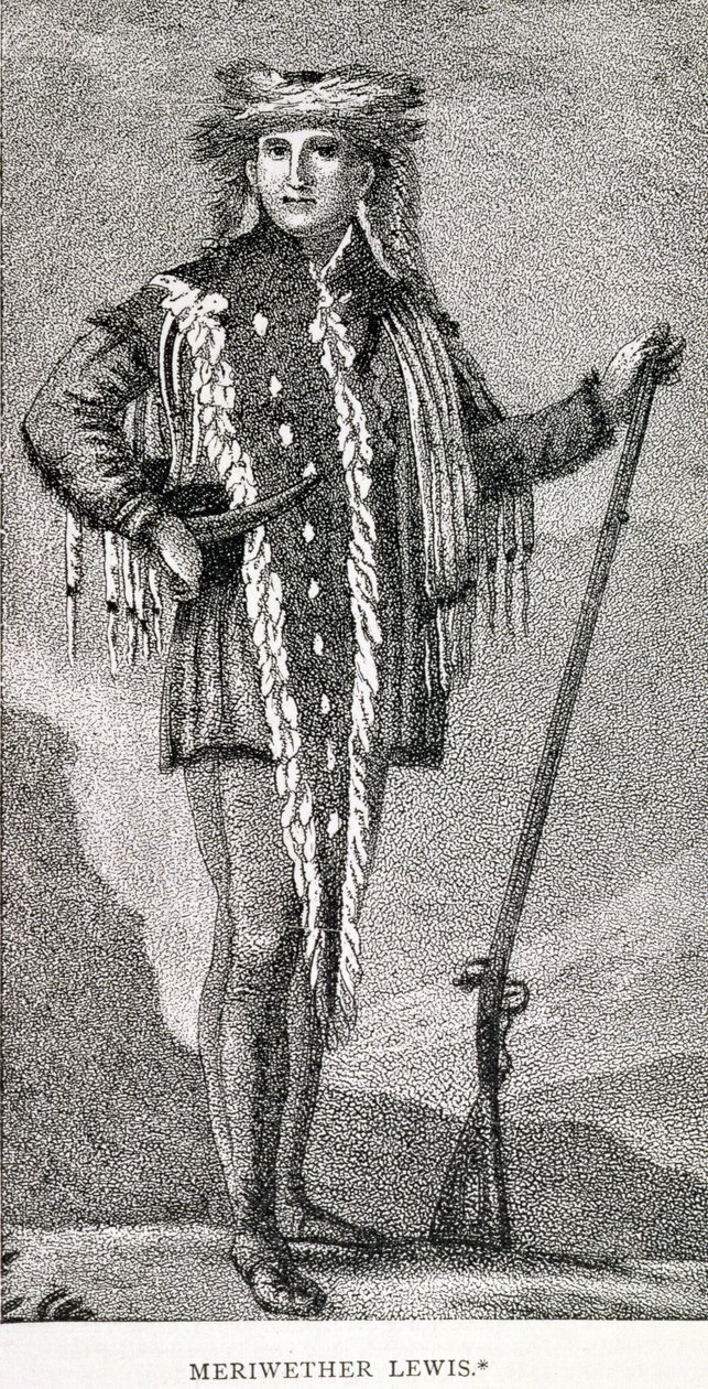 Retrato de Meriwether Lewis (1774-1809) grabado por Stuckland, publicado en la Analectic Magazine, 1815 de American School