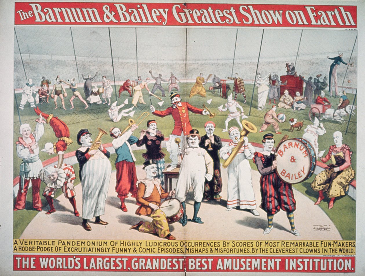 Póster publicitario del Gran Show de Barnum y Bailey de American School