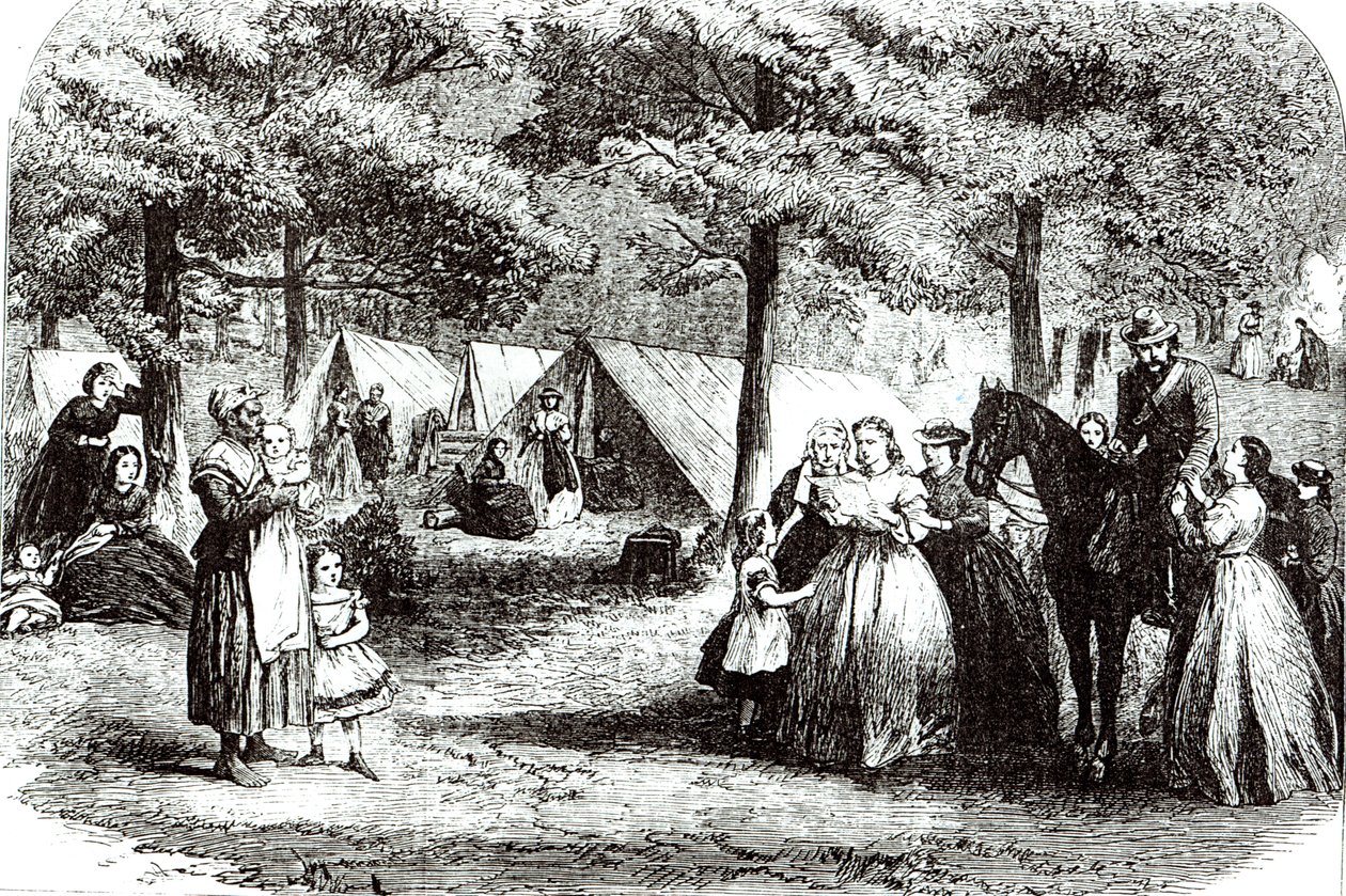 Refugiados del sur acampando en los bosques cerca de Vicksburg, 1863 de American School