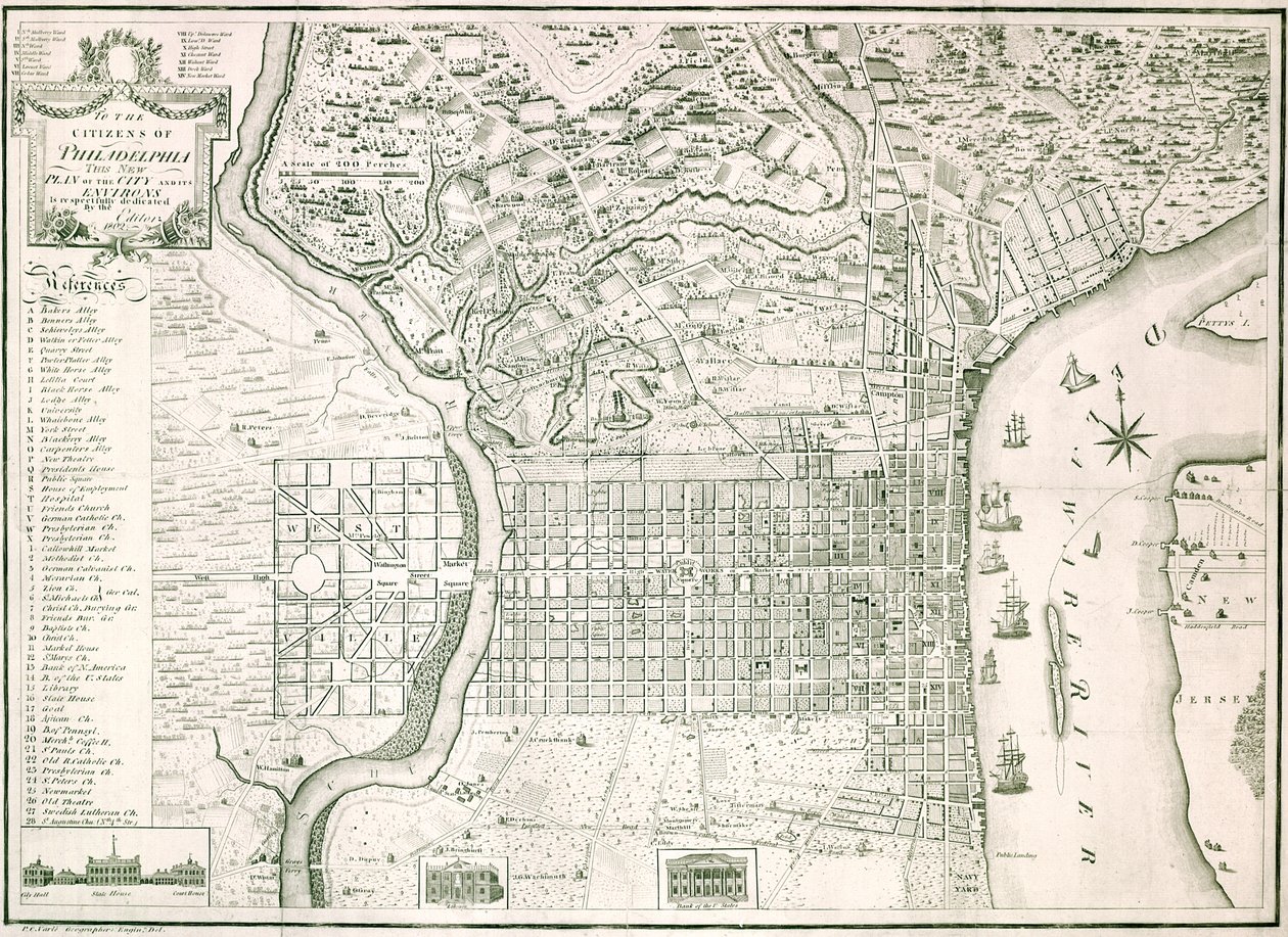 El nuevo plan de la ciudad de Filadelfia y sus alrededores, 1802 de American School
