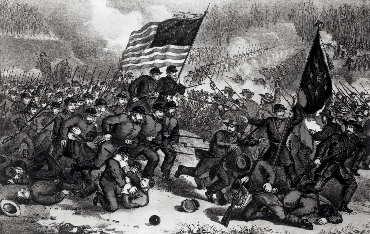 La Segunda Batalla de Bull Run, librada el 29 de agosto de 1862, publicada por Currier and Ives de American School