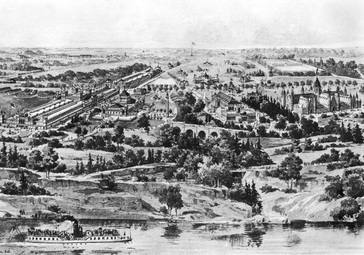 Vista de la Exposición del Centenario, Filadelfia, 1876 de American School
