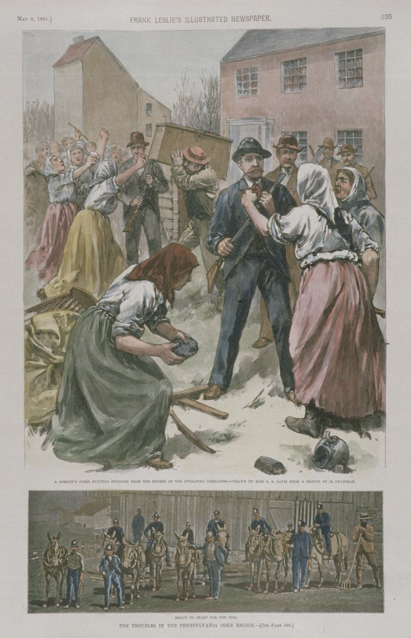 Mujeres huelguistas, listas para enfrentar a los hombres en las minas, 1891 de American School