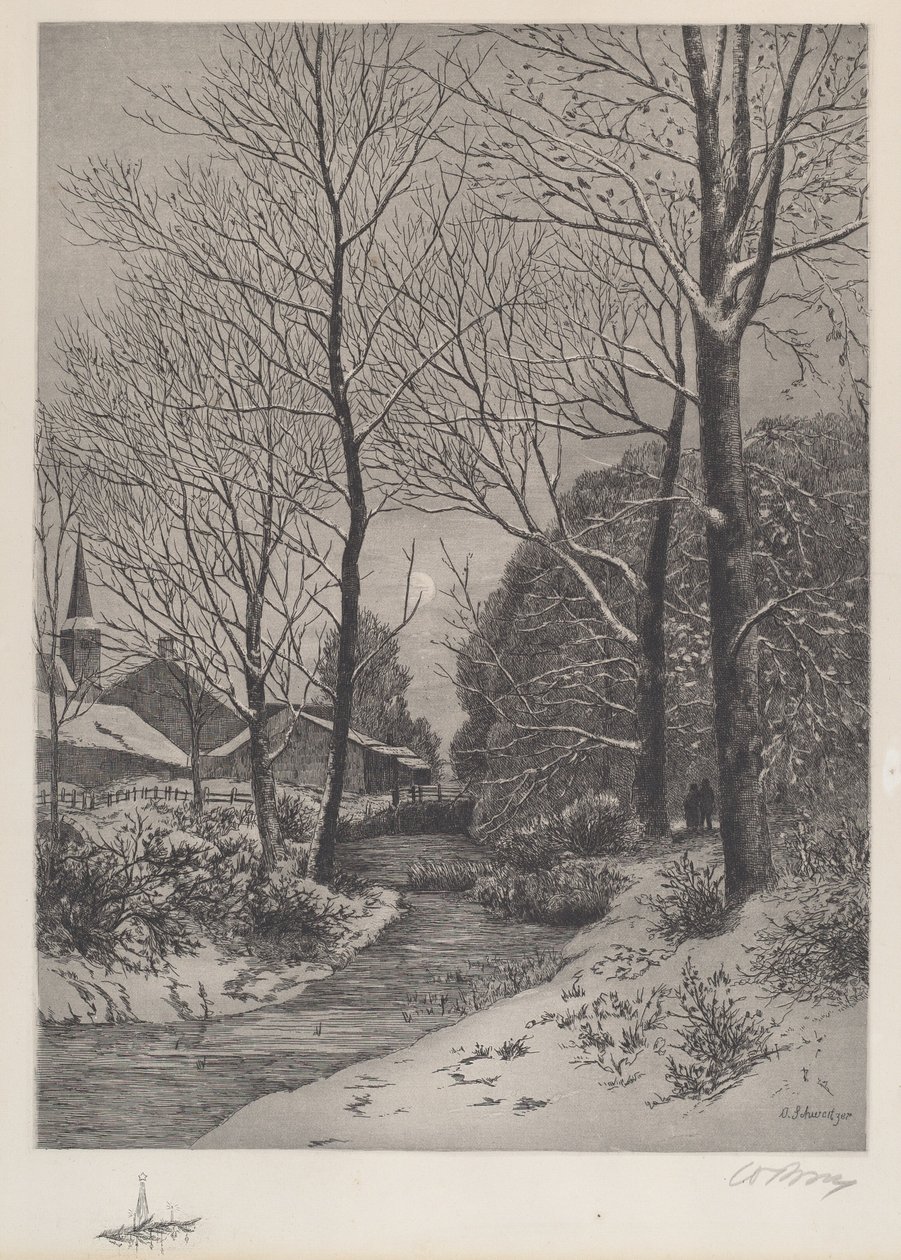 Paseo nocturno en invierno de American 19th Century