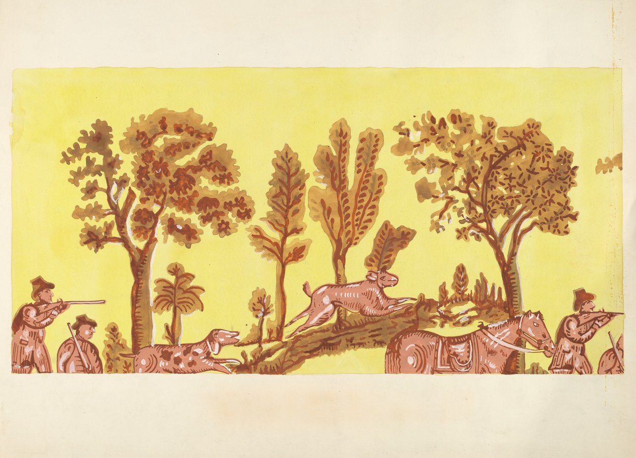 Diseño de caja de banda (Caza de conejos) de American 20th Century