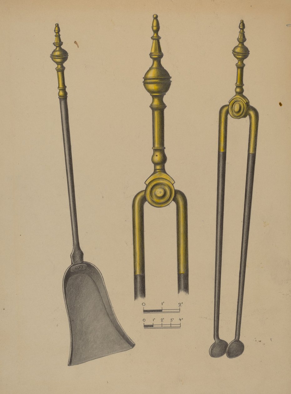 Tenazas y Pala para Fuego de American 20th Century