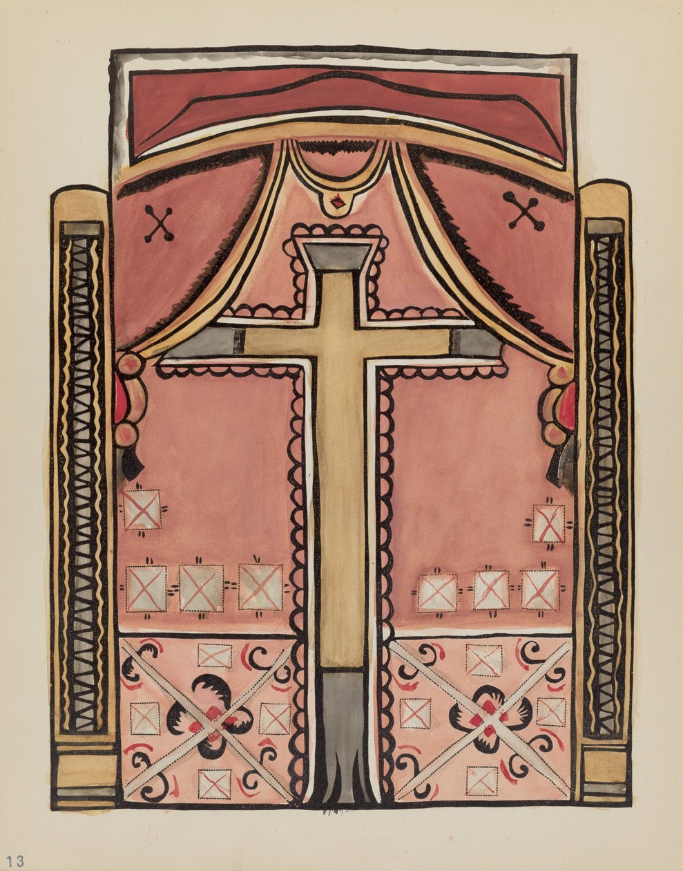 Placa 13: Diseños con cruz, Chimayo: Del portafolio "Diseños coloniales españoles de Nuevo México" de American 20th Century