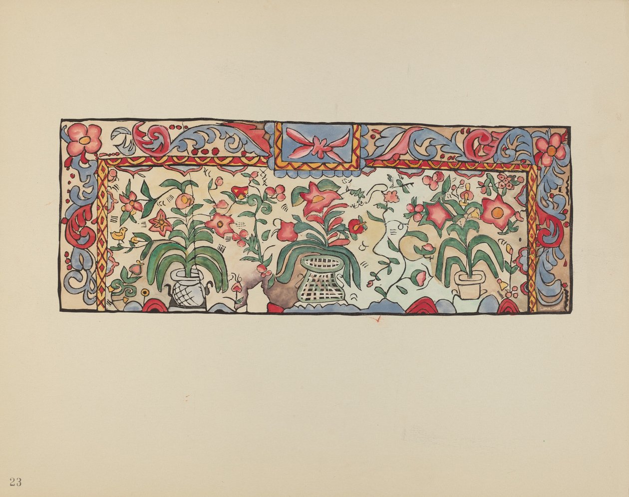 Placa 23: Pintura en Piel de Venado: Del Portafolio "Diseños Coloniales Españoles de Nuevo México" de American 20th Century