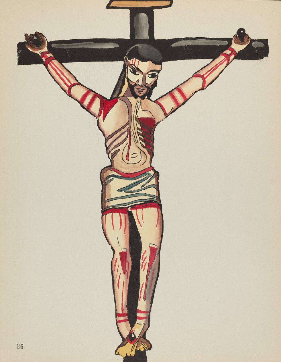 Placa 26: Cristo crucificado: Del portafolio "Diseños coloniales españoles de Nuevo México" de American 20th Century