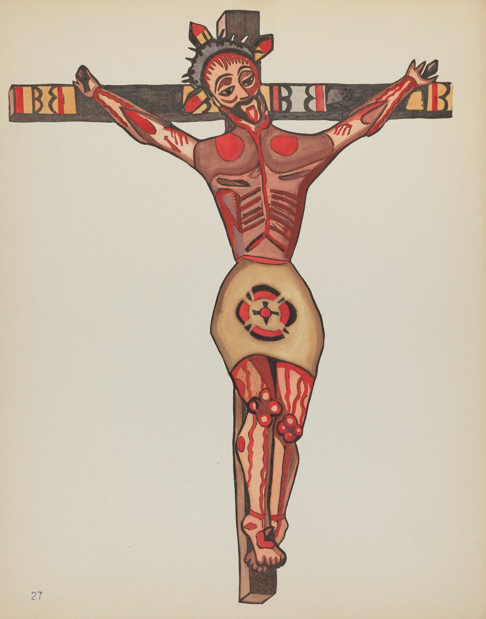 Placa 27: Cristo crucificado: De la cartera "Diseños coloniales españoles de Nuevo México" de American 20th Century
