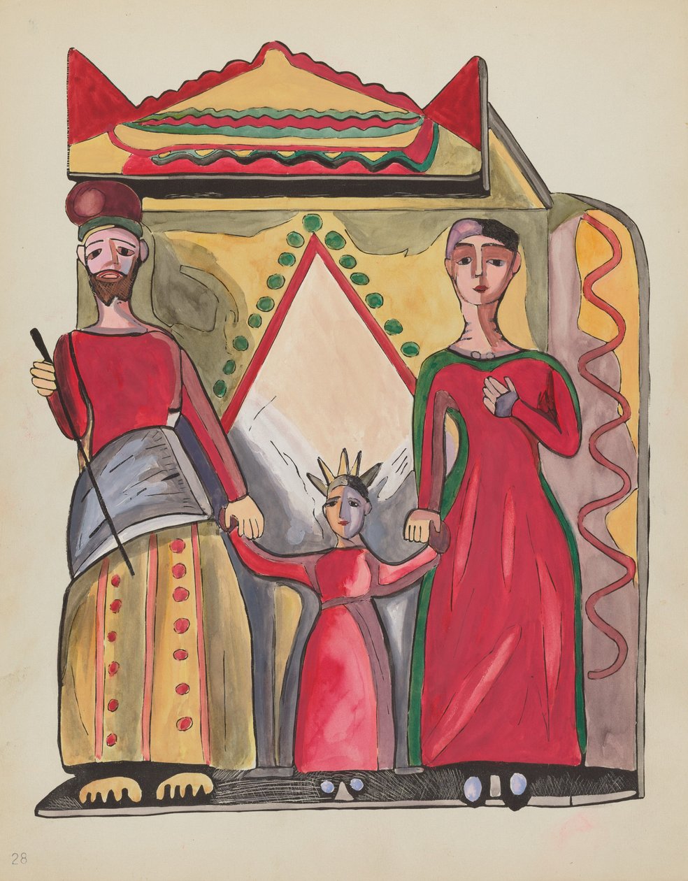 Placa 28: La Sagrada Familia: Del portafolio "Diseños coloniales españoles de Nuevo México" de American 20th Century