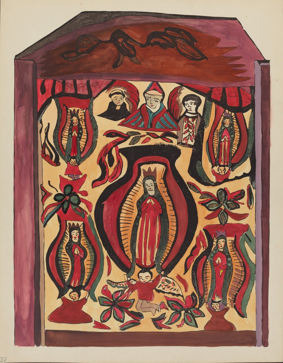 Placa 32: Nuestra Señora de Guadalupe: Del portafolio "Diseños coloniales españoles de Nuevo México" de American 20th Century