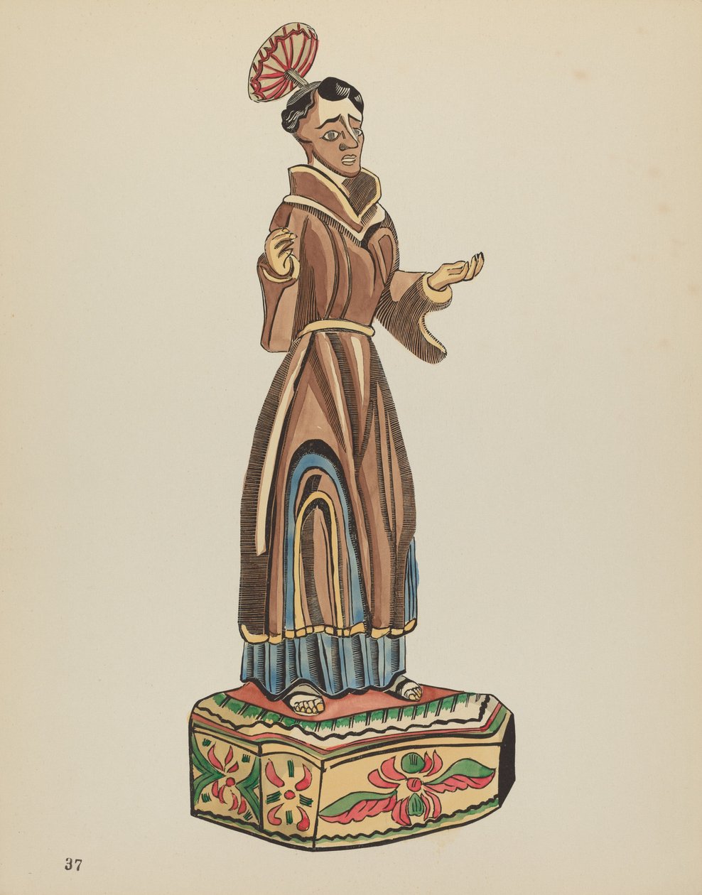Placa 37: San Antonio Bulto: Del Portafolio "Diseños Coloniales Españoles de Nuevo México" de American 20th Century