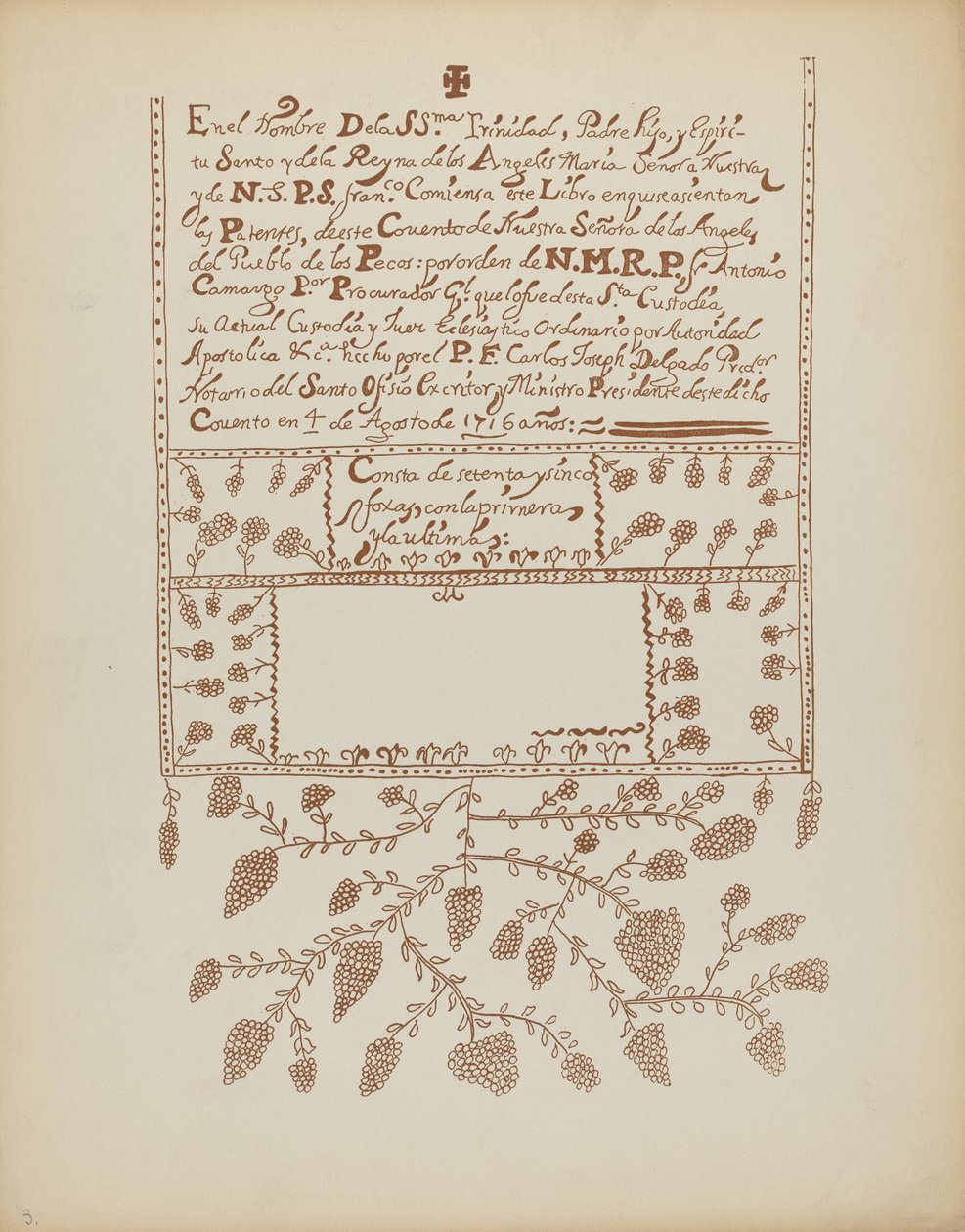 Placa 3: Libro de Visitaciones de Pecos: Del Portafolio "Diseños coloniales españoles de Nuevo México" de American 20th Century