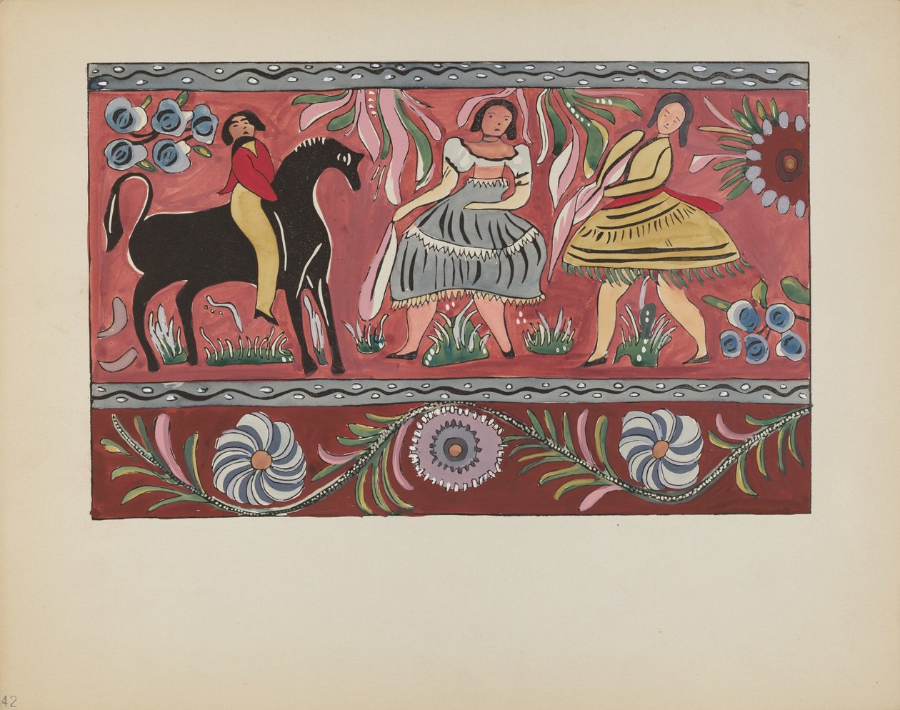 Plato 42: Diseño de Cofre Pintado: Del Portafolio "Diseños Coloniales Españoles de Nuevo México" de American 20th Century