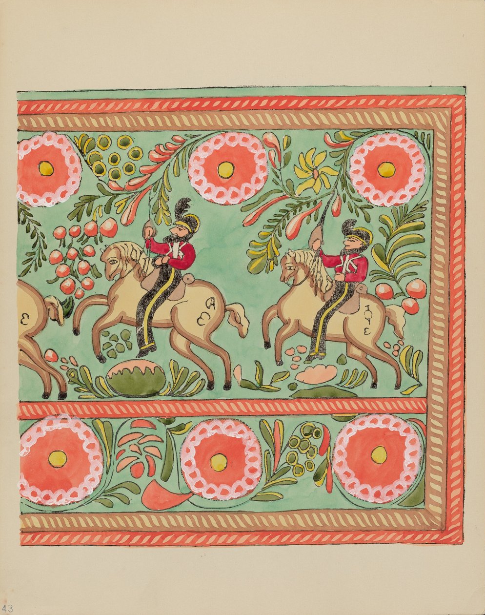 Placa 43: Diseño de Cofre Pintado: Del Portafolio "Diseños Coloniales Españoles de Nuevo México" de American 20th Century