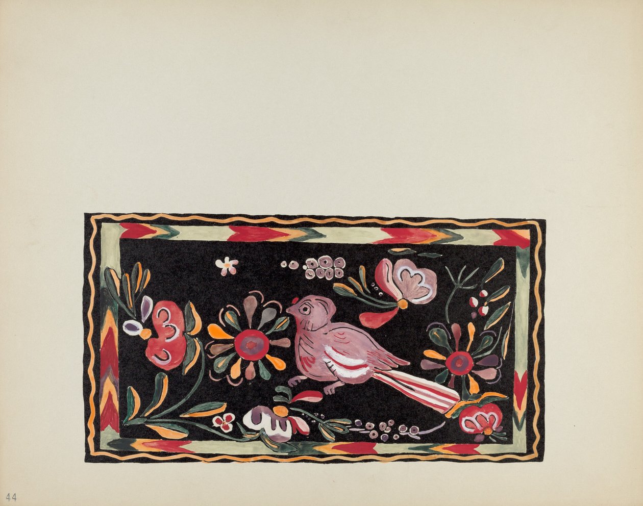 Placa 44: Diseño de cofre pintado: De la cartera "Diseños coloniales españoles de Nuevo México" de American 20th Century