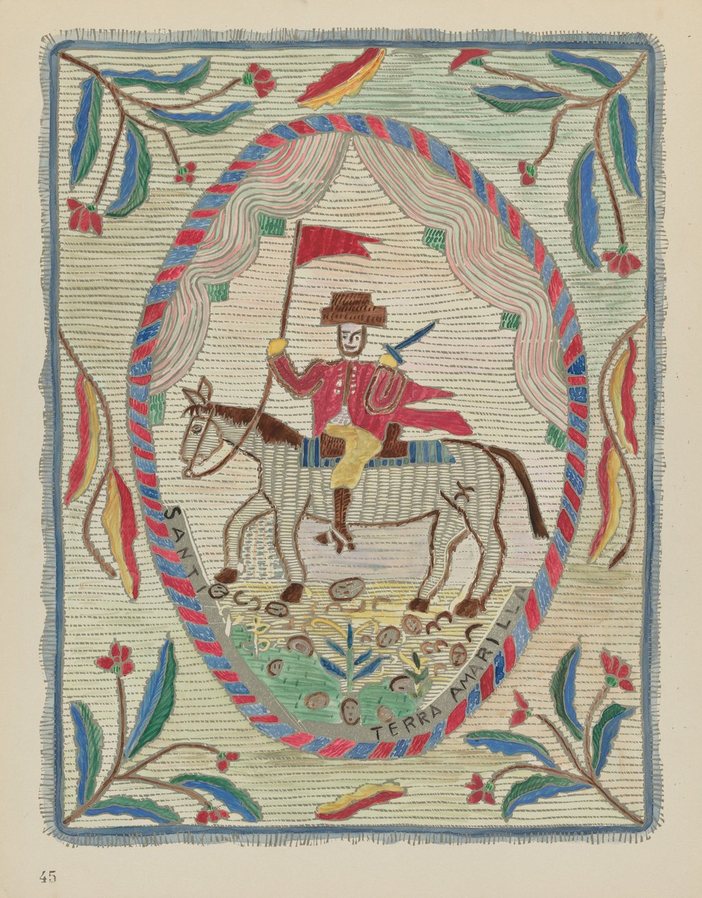 Placa 45: Colcha bordada (San Jaime): Del portafolio "Diseños coloniales españoles de Nuevo México" de American 20th Century