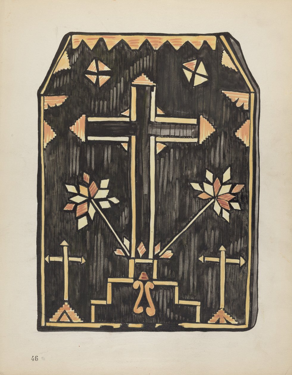 Placa 46: Diseño de aplique de paja: De la cartera "Diseños coloniales españoles de Nuevo México" de American 20th Century