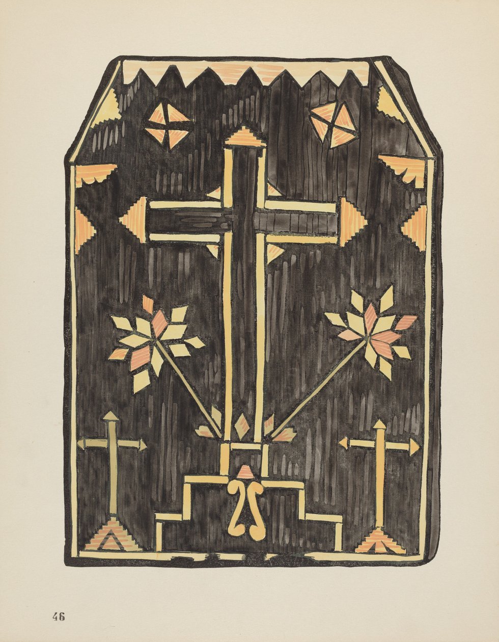 Placa 46: Diseño de aplicación de paja: Del portafolio "Diseños coloniales españoles de Nuevo México" de American 20th Century