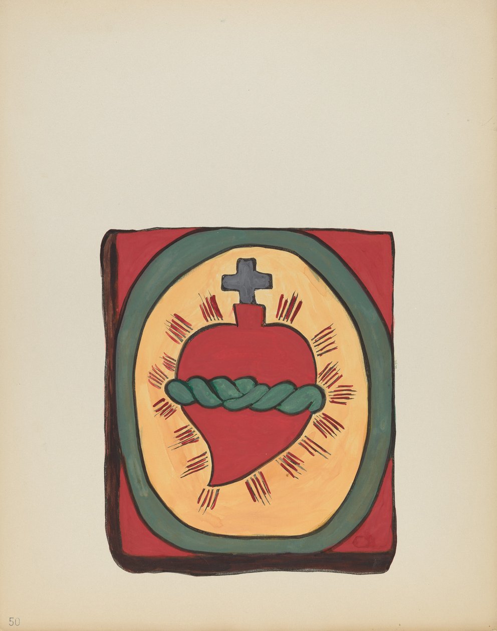 Placa 50: Sagrado Corazón: Del portafolio "Diseños coloniales españoles de Nuevo México" de American 20th Century