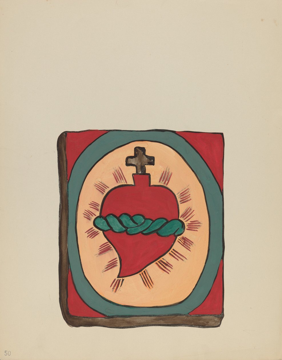 Placa 50: Sagrado Corazón: Del portafolio "Diseños coloniales españoles de Nuevo México" de American 20th Century