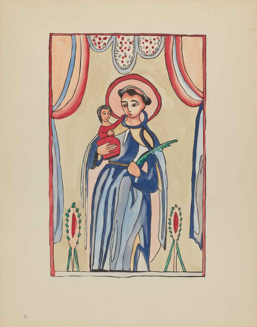 Placa 8: San Antonio de Padua: Del portafolio "Diseños coloniales españoles de Nuevo México" de American 20th Century