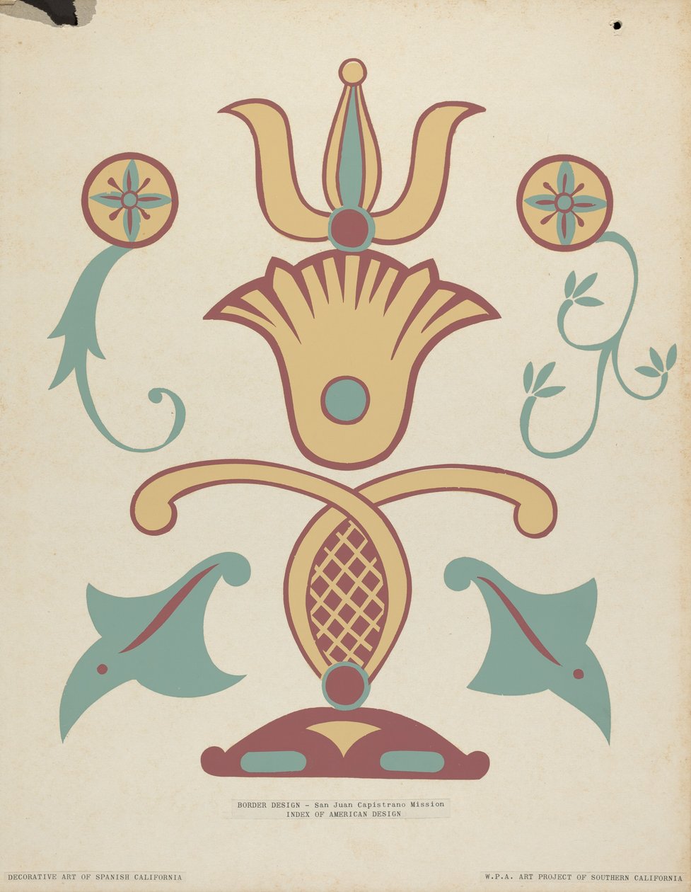 Diseño de Borde de la Misión San Juan Capistrano del portafolio "Arte Decorativo de la California Española" de American 20th Century