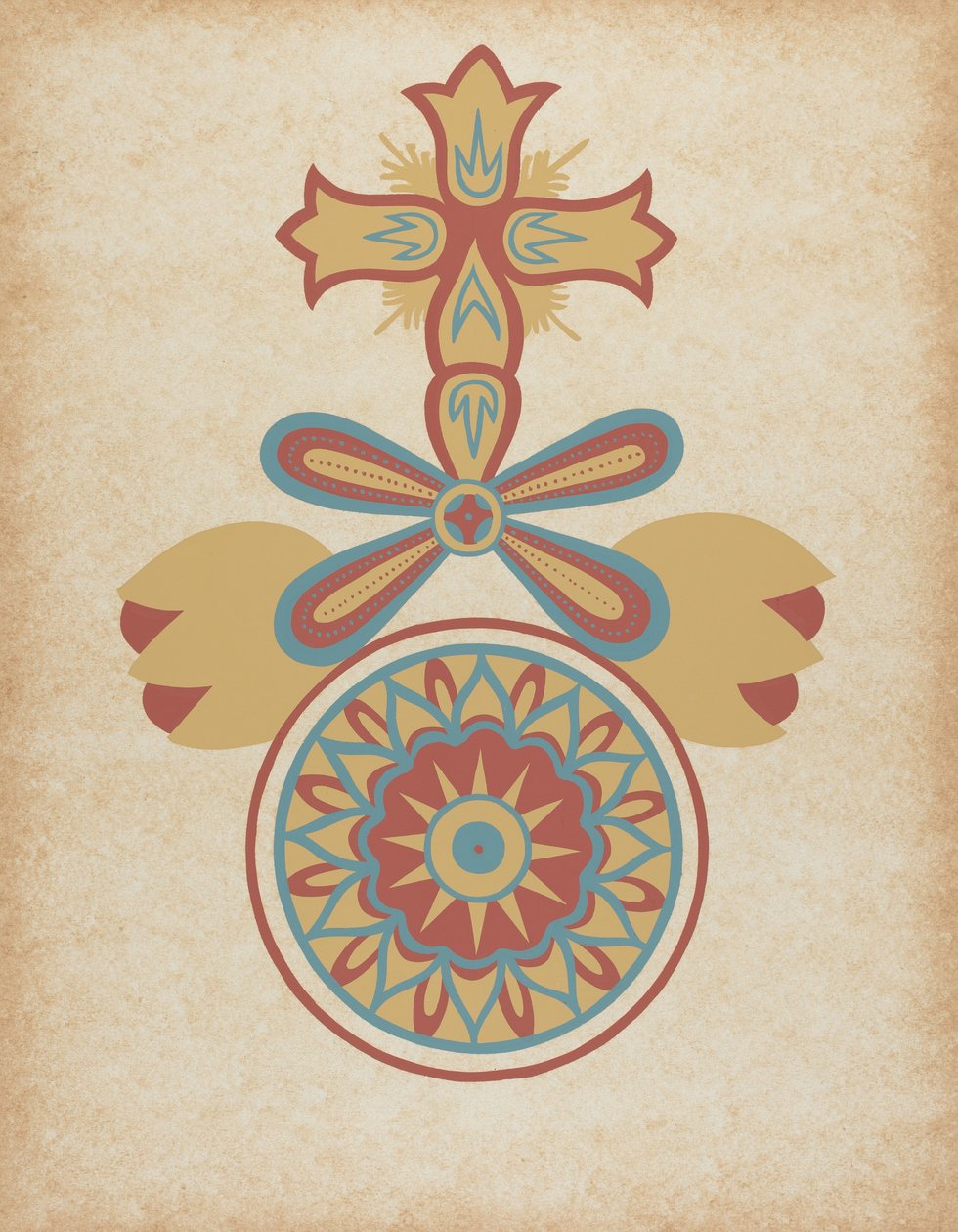 Diseño de la puerta de la Misión de Santa Bárbara del portafolio "Arte decorativo de la California española" de American 20th Century